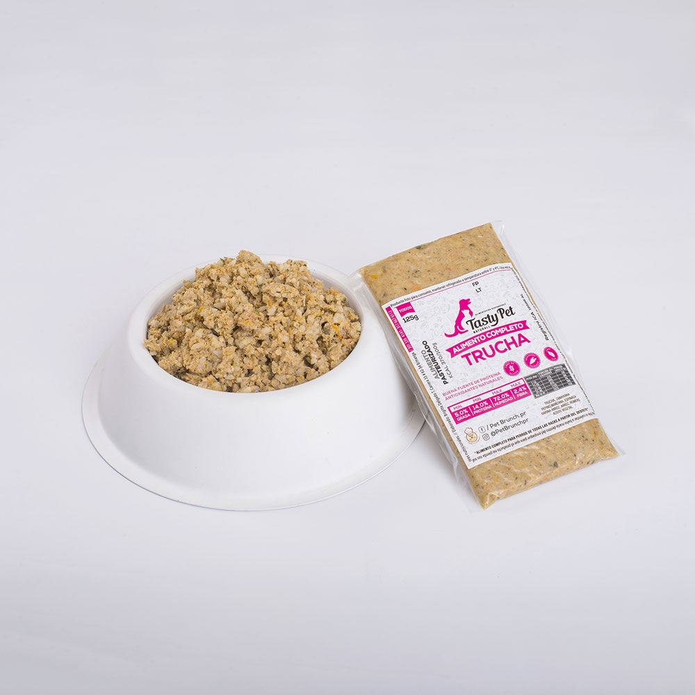 ALIMENTO COMPLETO TRUCHA 125g - Pet Brunch Desarrollo